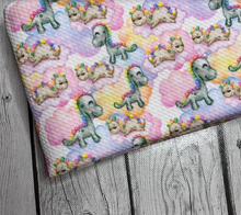 Load image into Gallery viewer, Pre-Order Baby Print Dragons w/Rainbow Clouds Animals Bullet, DBP, Rib Knit, Cotton Lycra + other fabrics