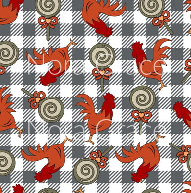 Pre-Order Gingham Chicken Animals Shapes Bullet, DBP, Rib Knit, Cotton Lycra + other fabrics