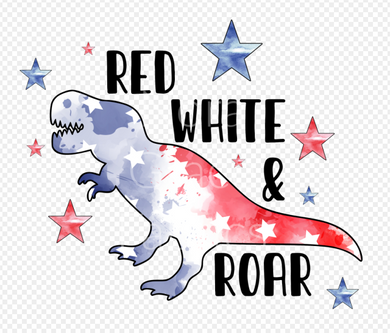 Sublimation-Fourth of July Red, White & Roar Tie Dye Dinosaur T-shirts, Sweatshirts, Mugs and much more!!