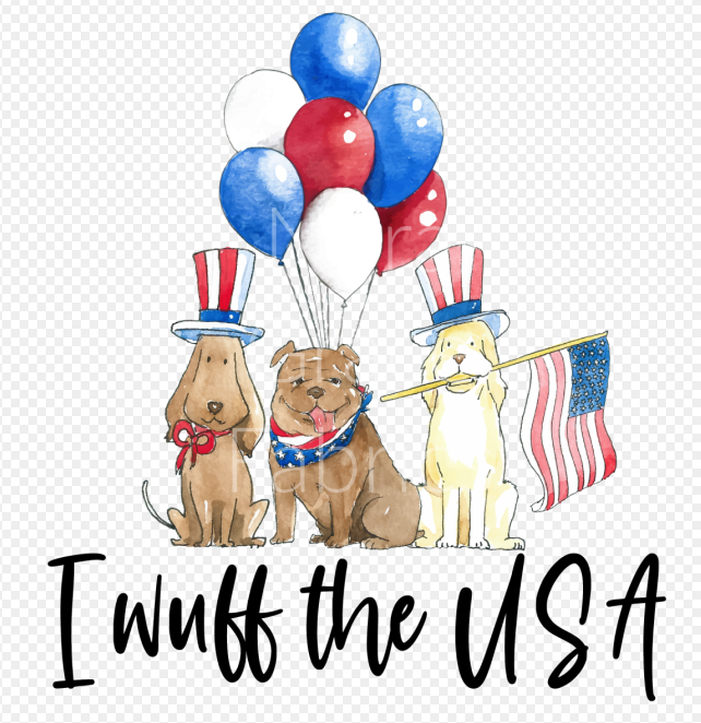 Sublimation-Fourth of July I Wuff The USA Patriotic Dogs T-shirts, Sweatshirts, Mugs and much more!!