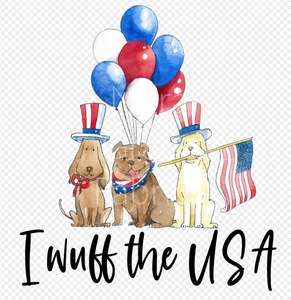 Sublimation-Fourth of July I Wuff The USA Patriotic Dogs T-shirts, Sweatshirts, Mugs and much more!!