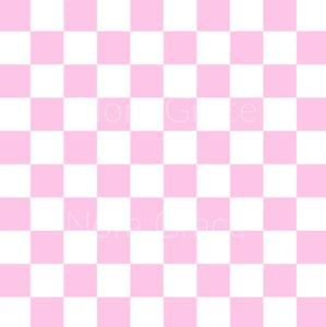 Pre-Order Pink and White Checkered Shapes Bullet, DBP, Rib Knit, Cotton Lycra + other fabrics