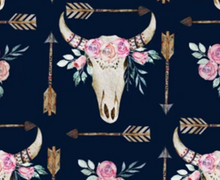Load image into Gallery viewer, Pre-Order Bullet, DBP, Velvet and Rib Knit fabric Boho Skull Floral Western Animals makes great bows, head wraps, bummies, and more.
