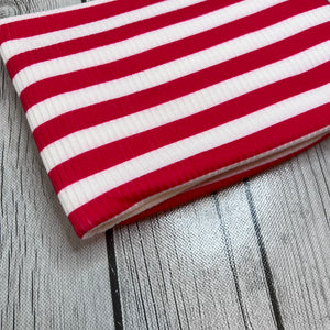 Pre-Order Bullet, DBP, Velvet and Rib Knit fabric Fourth of July Red and White Striped Shapes makes great bows, head wraps, bummies, and more.