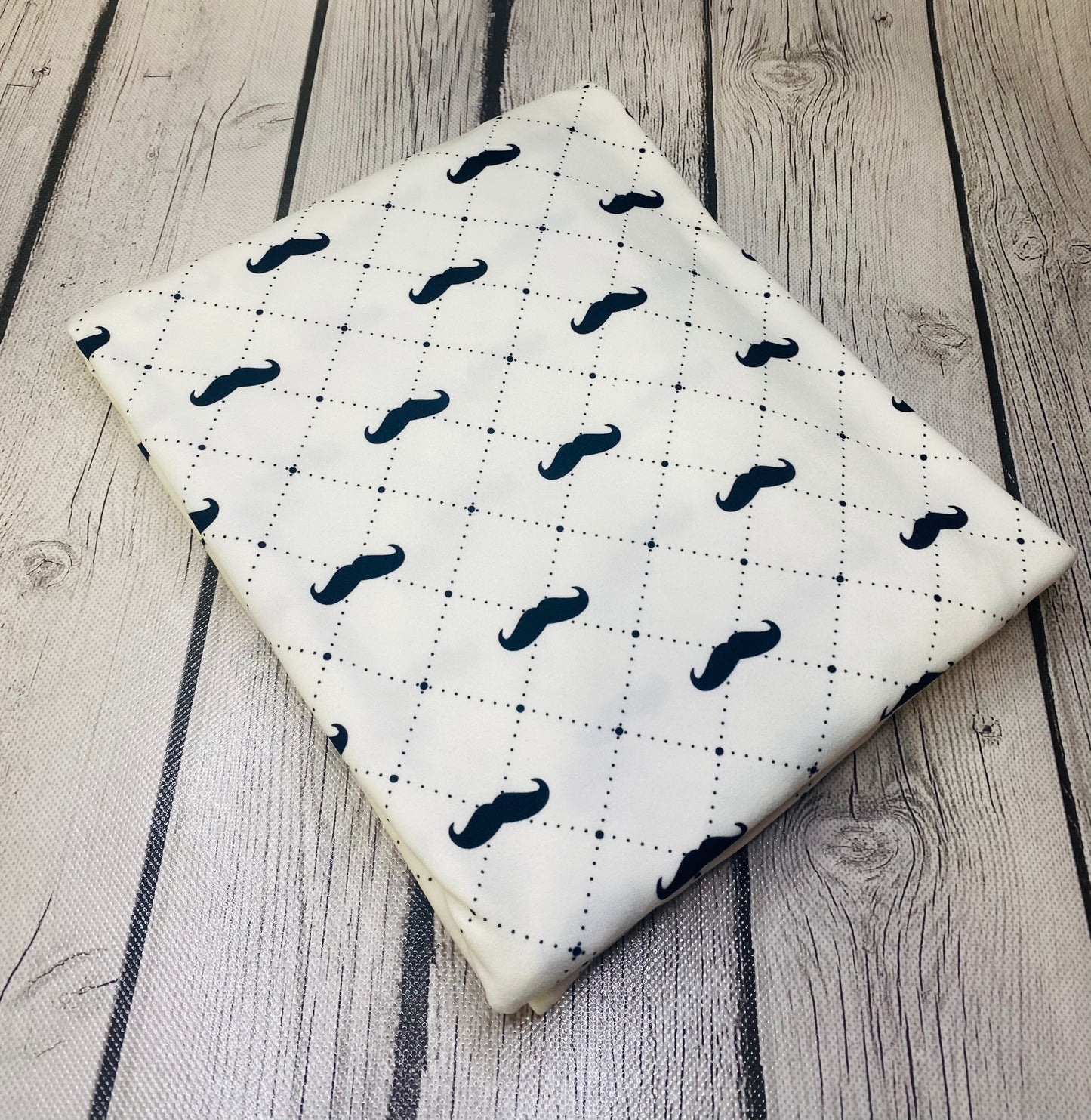 Ready To Ship DBP Dotted Mustache Boy Prints makes great bows, head wraps, bummies, and more.