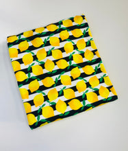 Load image into Gallery viewer, Pre-Order Striped Black &amp; White Lemons Food Bullet, DBP, Rib Knit, Cotton Lycra + other fabrics