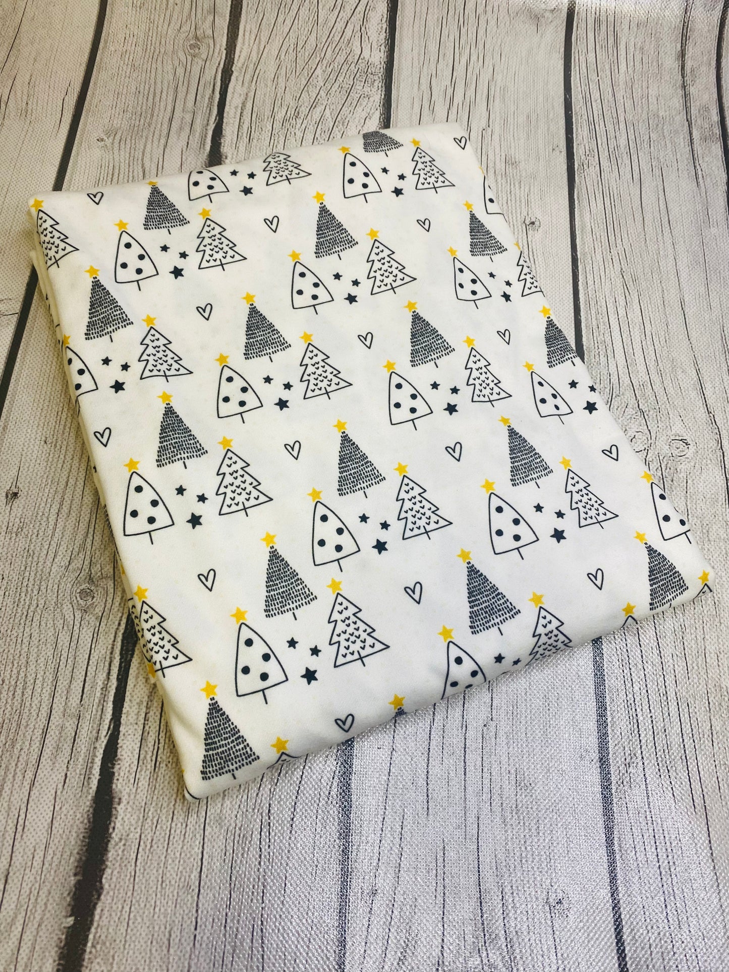 Ready to Ship DBP fabric Black and White Christmas Tree makes great bows, head wraps, bummies, and more.