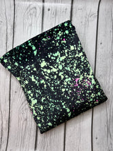 Load image into Gallery viewer, Ready to Ship Velvet Green w/Splash of Pink Paint Splat makes great bows, head wraps, bummies.