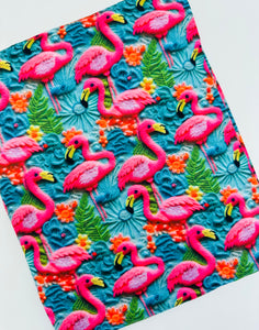 Ready to Ship Velvet Embroidery 3D Floral Flamingo Animal makes great bows, head wraps, bummies, and more.