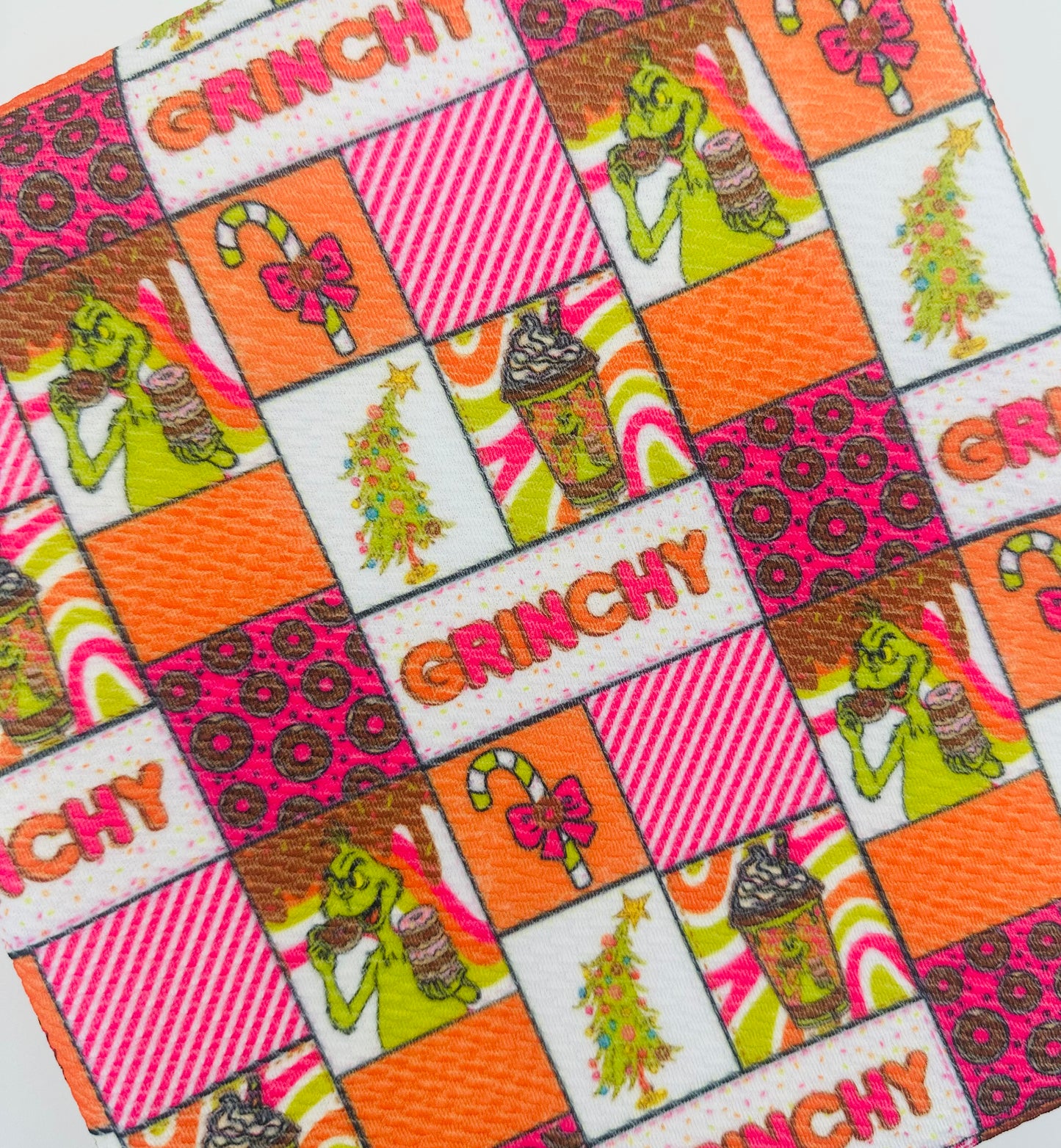 Dunkin Grinchy Christmas Character Donuts Bullet, DBP, Rib Knit, Velvet, Cotton Like Knits + other fabrics