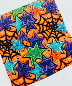 Made to Order Halloween Faux Glitter Stars w/Spiderwebs Bullet, DBP, Rib Knit + other fabrics