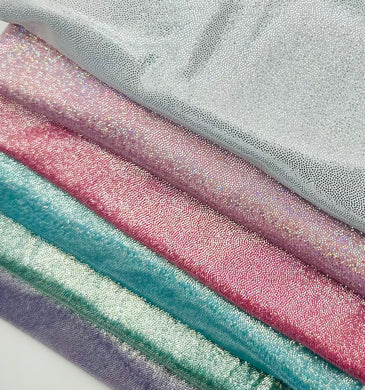 Ready to Ship Faux Glitter Holographic Knit- White, Light Pink, Dark Pink, Teal, Forest Green and Purple makes great bows, head wraps, bummies, and more.