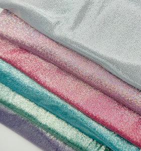 Ready to Ship Faux Glitter Holographic Knit- White, Light Pink, Dark Pink, Teal, Forest Green and Purple makes great bows, head wraps, bummies, and more.