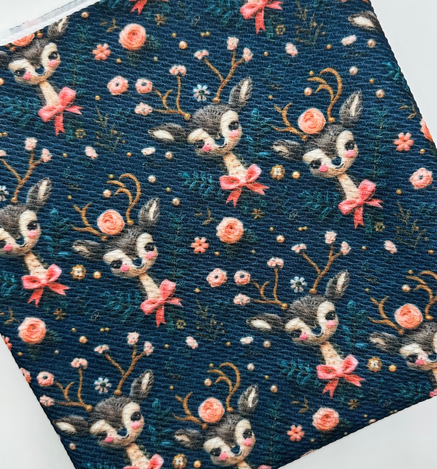 Ready to Ship Bullet Embroidery Floral Fancy Christmas Deer makes great bows, head wraps, bummies, and more.