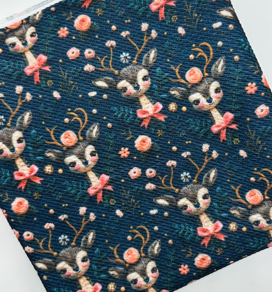 Ready to Ship Bullet Embroidery Floral Fancy Christmas Deer makes great bows, head wraps, bummies, and more.