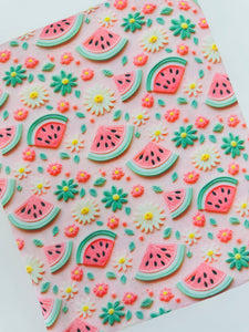 Ready to Ship Swim fabric 3D Floral Watermelon Food makes great bows, head wraps, bummies, and more.