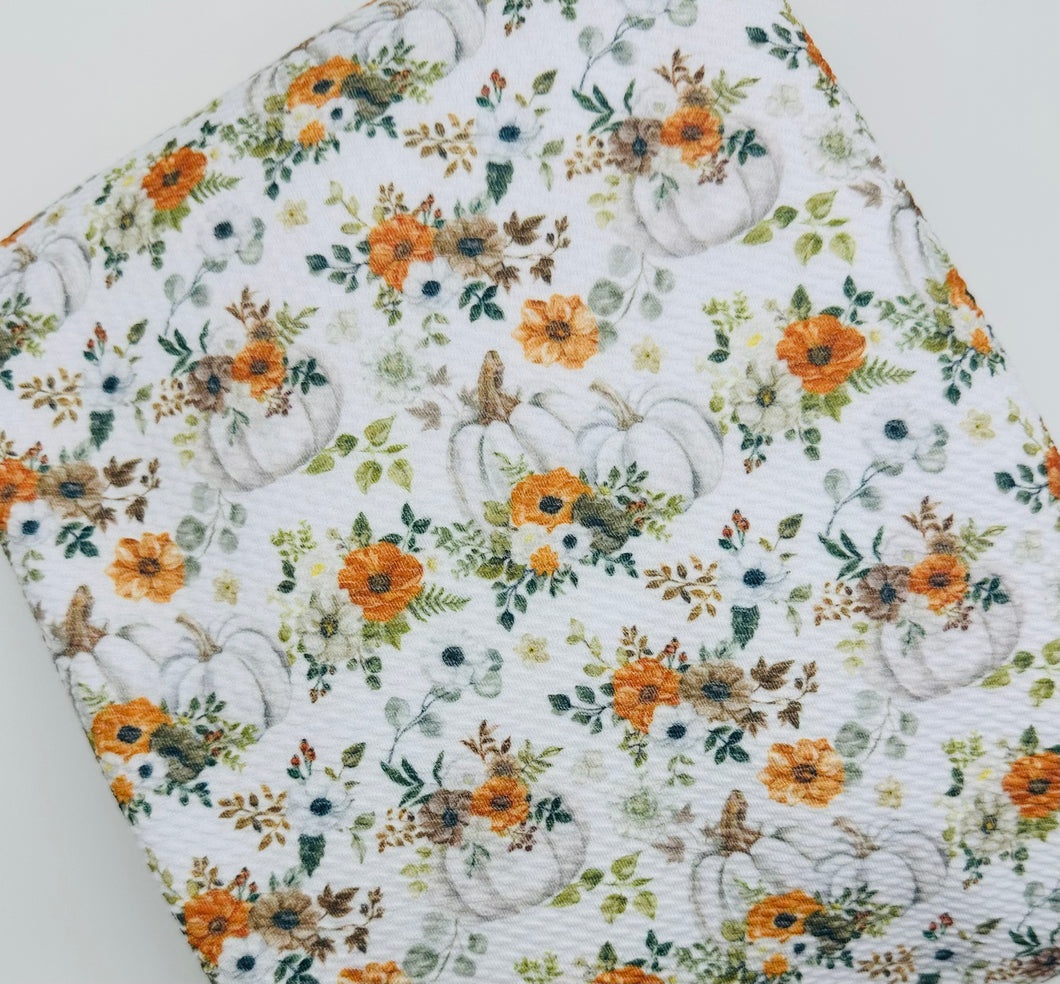 Ready to Ship Bullet Fancy Fall Pumpkin Floral makes great bows, head wraps, bummies, and more.