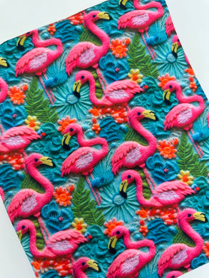 Ready to Ship Beach Towel Fabric Embroidery 3D Floral Flamingo Animal makes great bows, head wraps, bummies, and more.