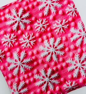 Pink Snowflakes Faux Knitted Christmas Sweater Bullet, DBP, Rib Knit, Velvet, Cotton Like Knits + other fabrics