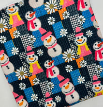 Load image into Gallery viewer, Patchwork Floral Snowman Christmas Bullet, DBP, Rib Knit, Velvet, Cotton Like Knits + other fabrics