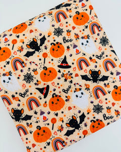 Made to Order Boho Halloween Boo Rainbow Fall Season Bullet, DBP, Rib Knit + other fabrics