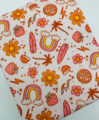 Ready to Ship Bullet fabric Groovy Summer Rainbow Floral Season makes great bows, head wraps, bummies, and more.