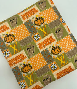 Ready To Ship Velvet knit fabric Boujee Lil Floral Pumpkin Fall makes great bows, head wraps, bummies, and more.