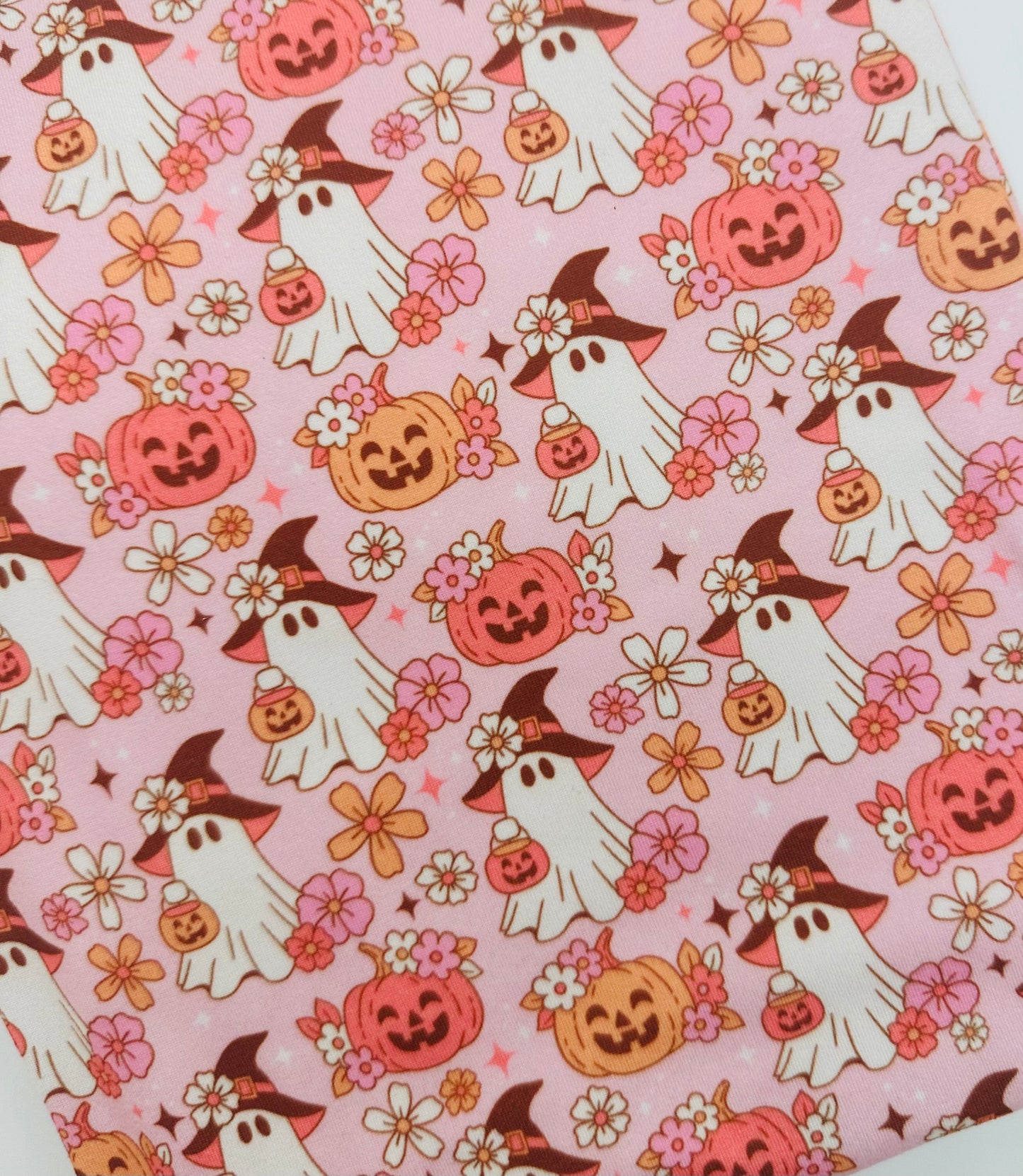 Floral Trick or Treat Halloween Ghost Bullet, DBP, Rib Knit, Velvet, Cotton Like Knits + other fabrics
