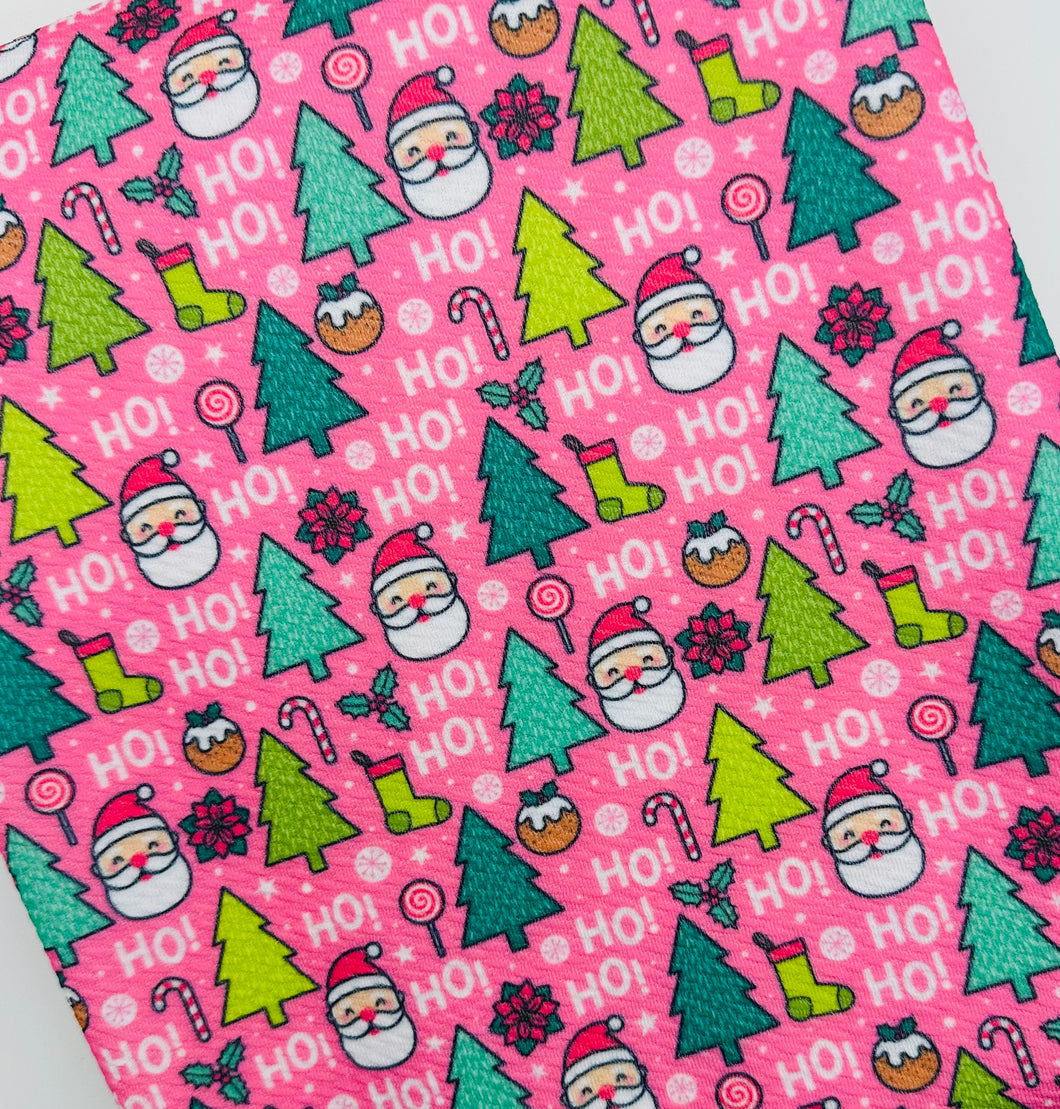 Pre-Order Pink Christmas Ho Ho Bullet, DBP, Rib Knit, Cotton Lycra + other fabrics