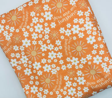 Ready to Ship Rib Knit You Are My Sunshine in Orange makes great bows, head wraps,  bummies, and more.