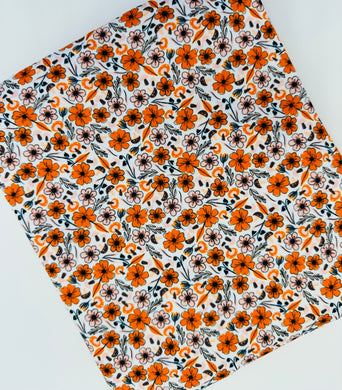 Ready To Ship Velvet knit fabric Fall Wildflower Floral & Mushrooms makes great bows, head wraps, bummies, and more.