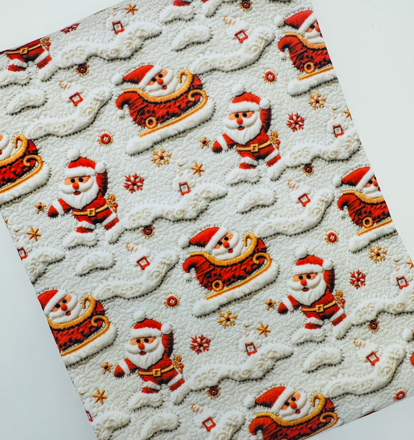 Ready to Ship Wide Rib Knit Santa Claus & His Sleigh makes great bows, head wraps,  bummies, and more.