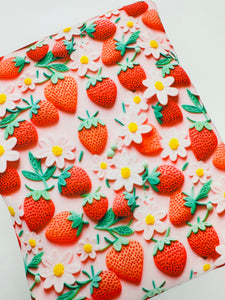 Made to Order 3D Strawberry Floral Food Bullet, DBP, Rib Knit, Cotton Lycra + other fabrics