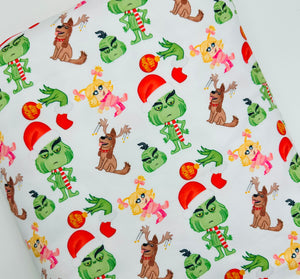 Grinch Characters Christmas Bullet, DBP, Rib Knit, Cotton Lycra + other fabrics