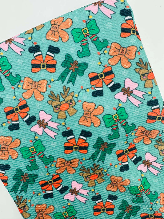 Ready to Ship Bullet The Christmas Squad Bows W/Santa Claus, Reindeers, Elfs & Gingerbread makes great bows, head wraps, bummies, and more.