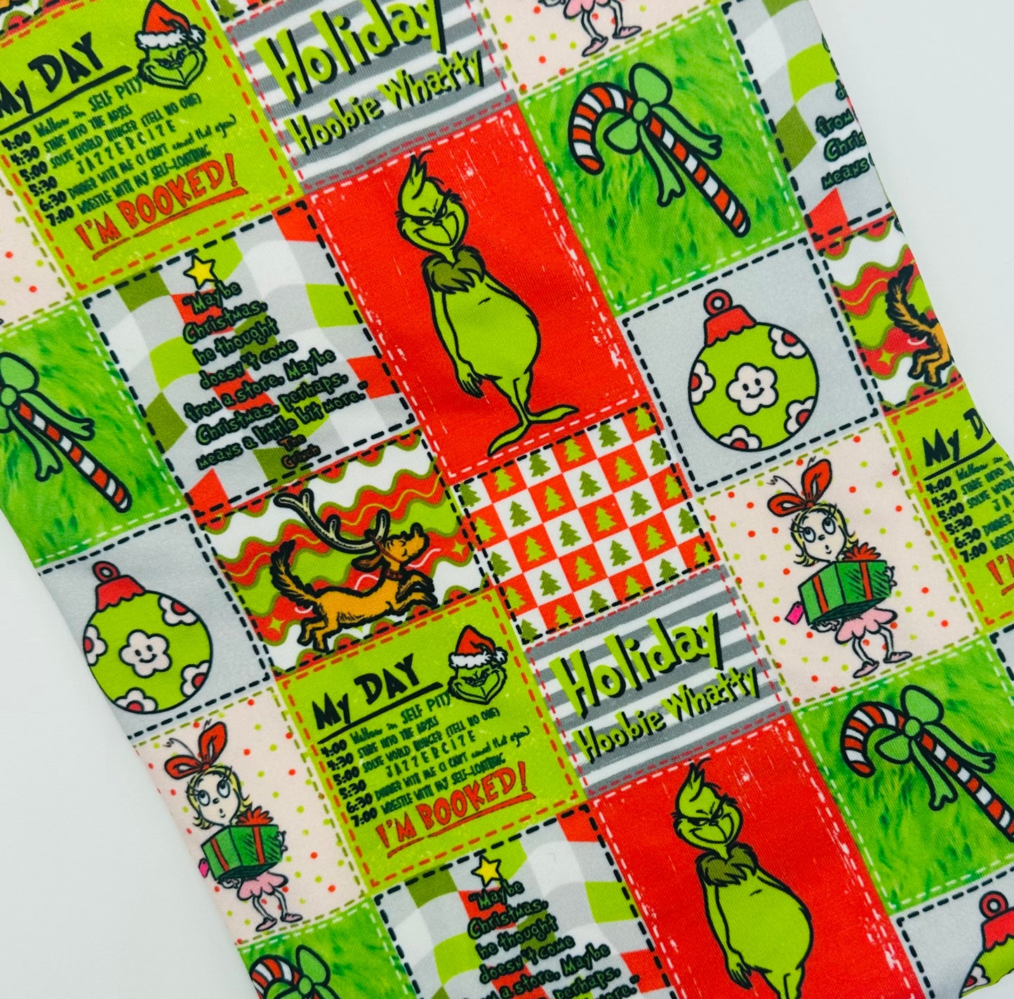 Ready to Ship DBP The Green Guy Christmas Patchwork Character makes great bows, head wraps, bummies, and more.