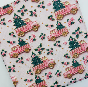 Pink Christmas Floral Faux 3D Cookies Food Bullet, DBP, Rib Knit + other fabrics