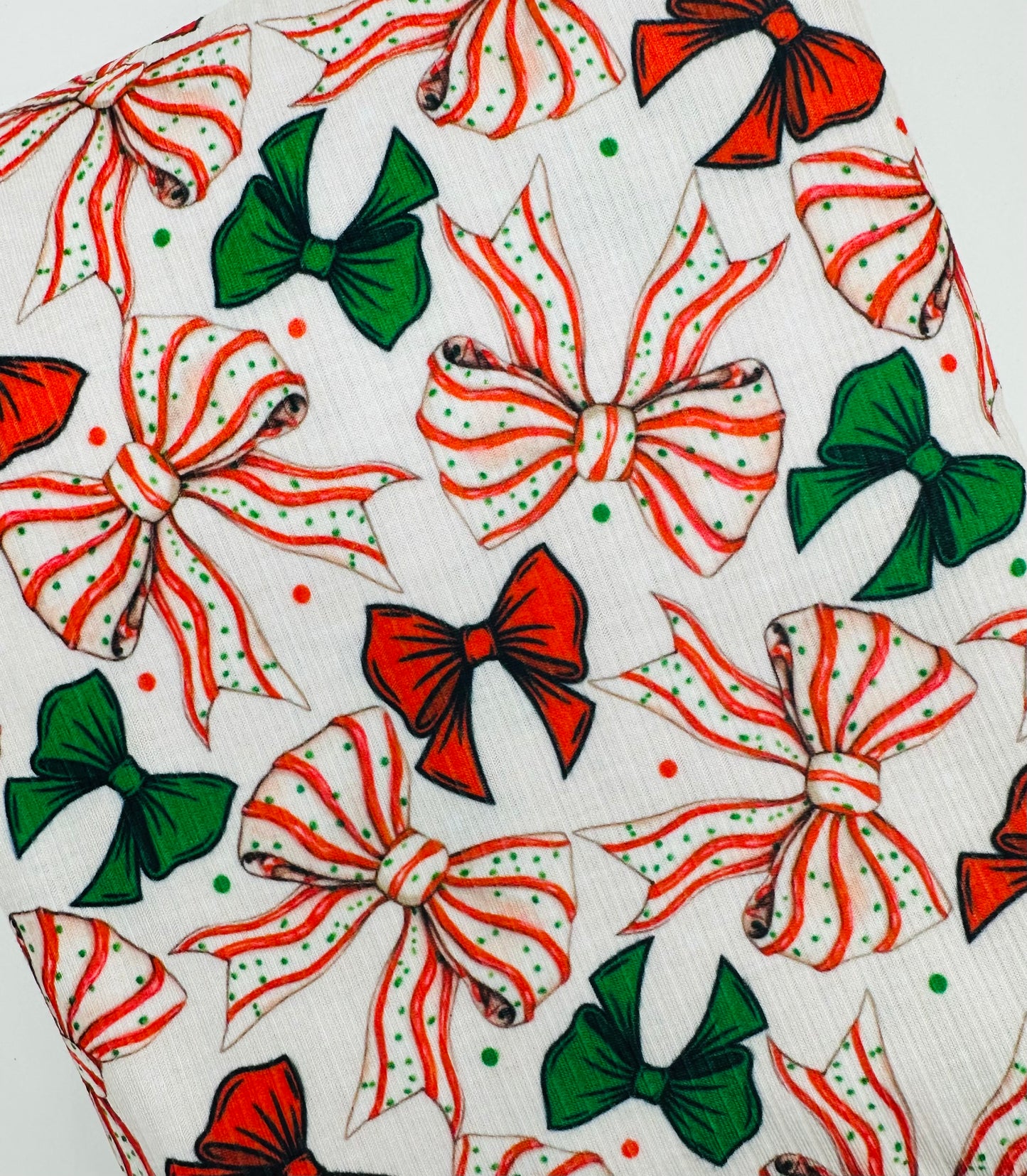 Ready to Ship Rib Knit Christmas Cake Fashion Bows Food makes great bows, head wraps, bummies, and more.