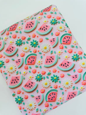 Ready to Ship Bullet fabric 3D Floral Watermelon Food makes great bows, head wraps, bummies, and more.