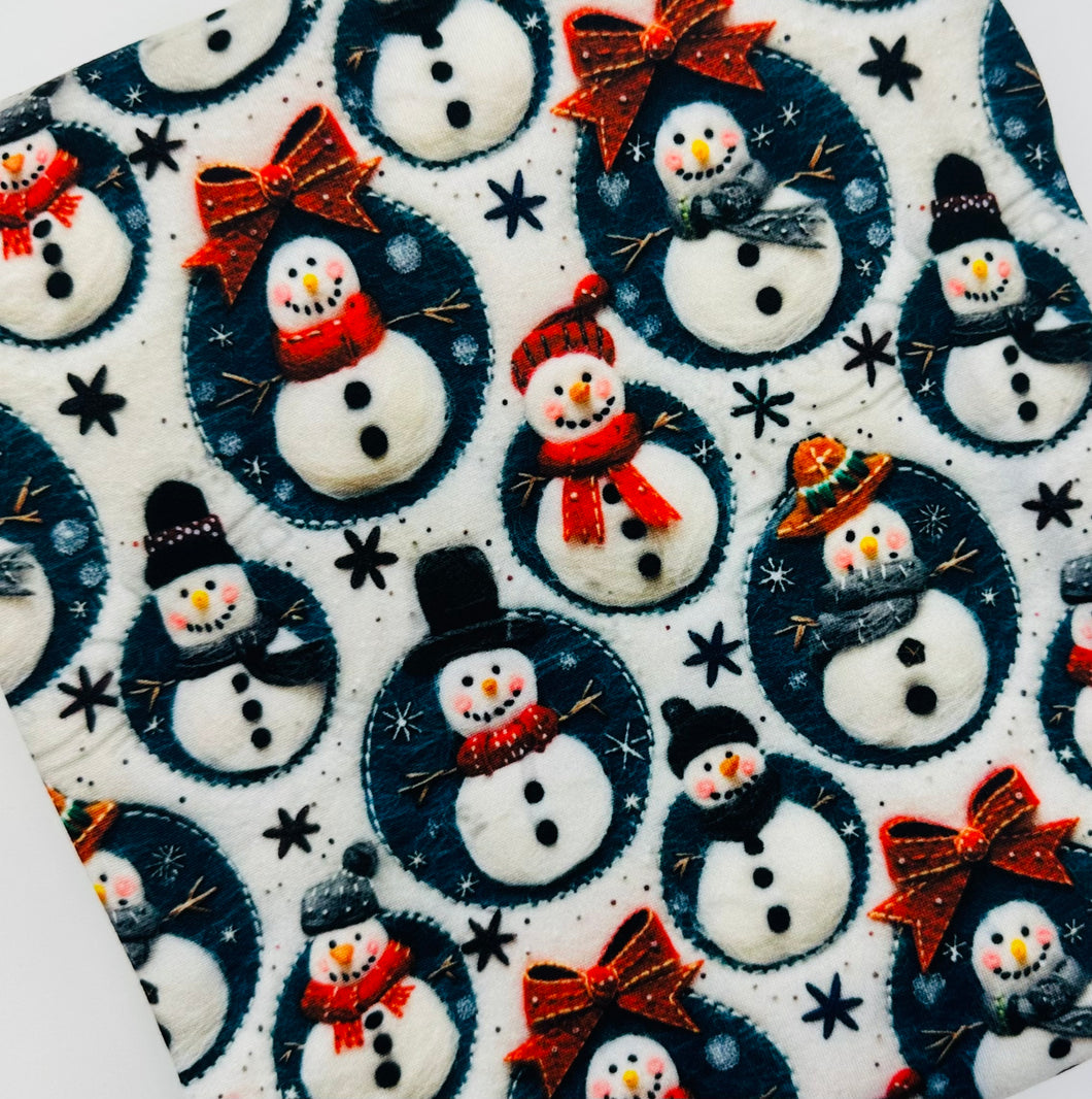 Faux Felt Christmas Snowman Bullet, DBP, Rib Knit + other fabrics