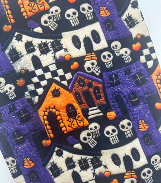Faux Quilted Haunted House Halloween Bullet, DBP, Rib Knit, Velvet, Cotton Like Knits + other fabrics