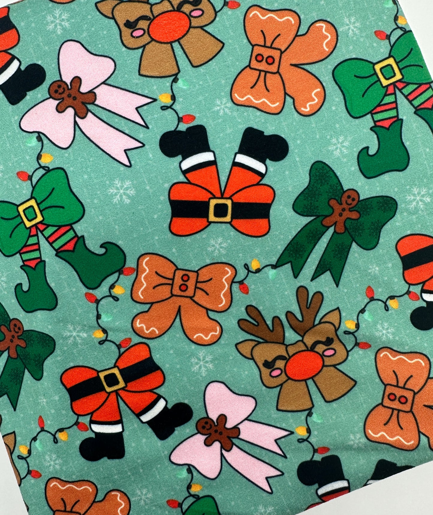 The Christmas Squad Bows W/Santa Claus, Reindeers, Elfs & Gingerbread Bullet, DBP, Rib Knit, Velvet, Cotton Like Knits + other fabrics