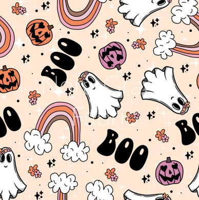 Pre-Order Boho Boo Halloween Ghost Rainbow Seasons Bullet, DBP, Rib Knit, Cotton Lycra + other fabrics