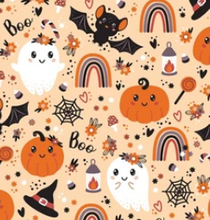 Load image into Gallery viewer, Made to Order Boho Halloween Boo Rainbow Fall Season Bullet, DBP, Rib Knit + other fabrics