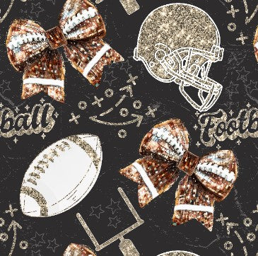 Made to Order Boujee Faux Glitter Girls Football Sports Bullet, DBP, Rib Knit + other fabrics