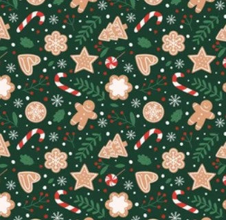 Christmas Gingerbread Cookies Food Bullet, DBP, Rib Knit, Velvet, Cotton Like Knits + other fabrics