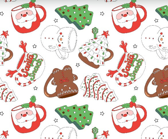 Christmas Hot Coco Mugs and Christmas Cakes Food Bundle in White, Green or Pink Bullet, DBP, Rib Knit + other fabrics