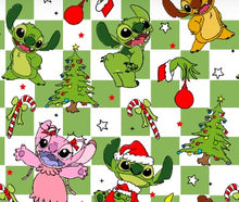 Load image into Gallery viewer, Made to Order Christmas Stitch Character Bundle-Red, Green, &amp; Tan Plaid or Solid Backgrounds Bullet, DBP, Rib Knit + other fabrics