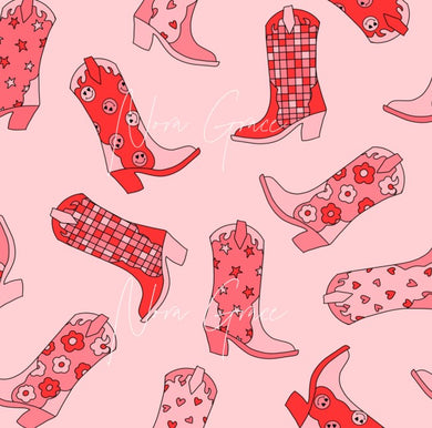 Pre-Order Cowgirl Valentine Western Boots Bullet, DBP, Rib Knit, Cotton Lycra + other fabrics