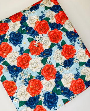 Ready to Ship Bullet Fourth of July Floral Roses makes great bows, head wraps,  bummies, and more.